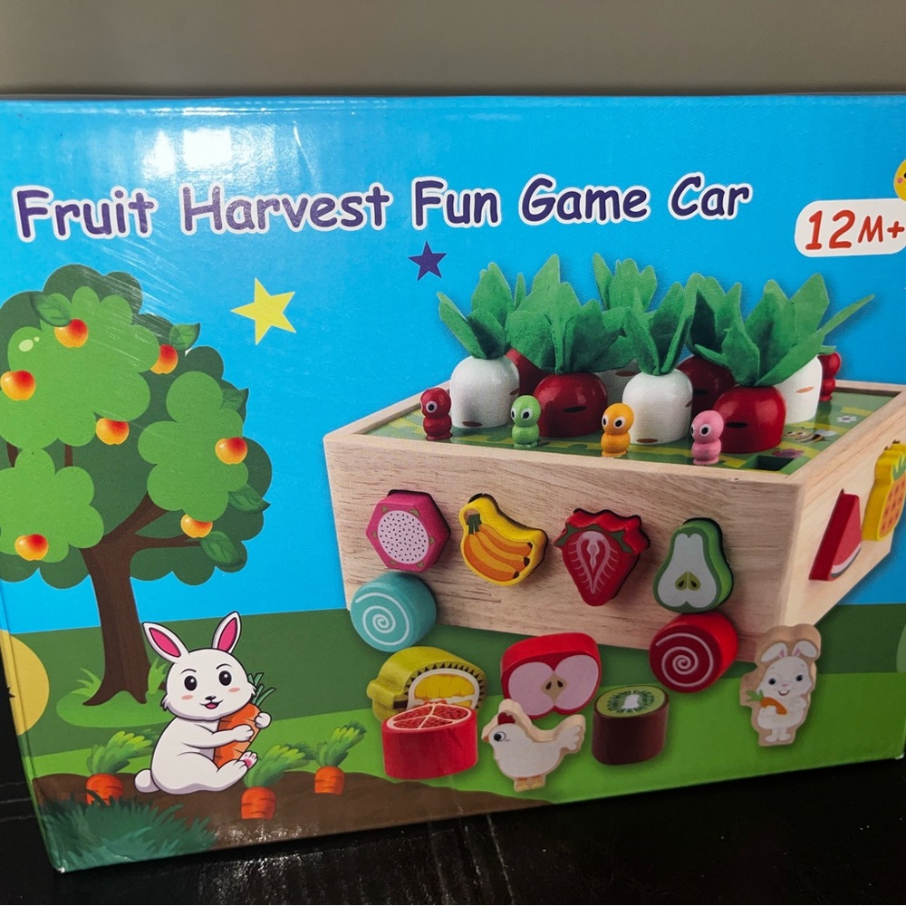 Wooden Fruit Harvest Fun Game Car - Multicolor